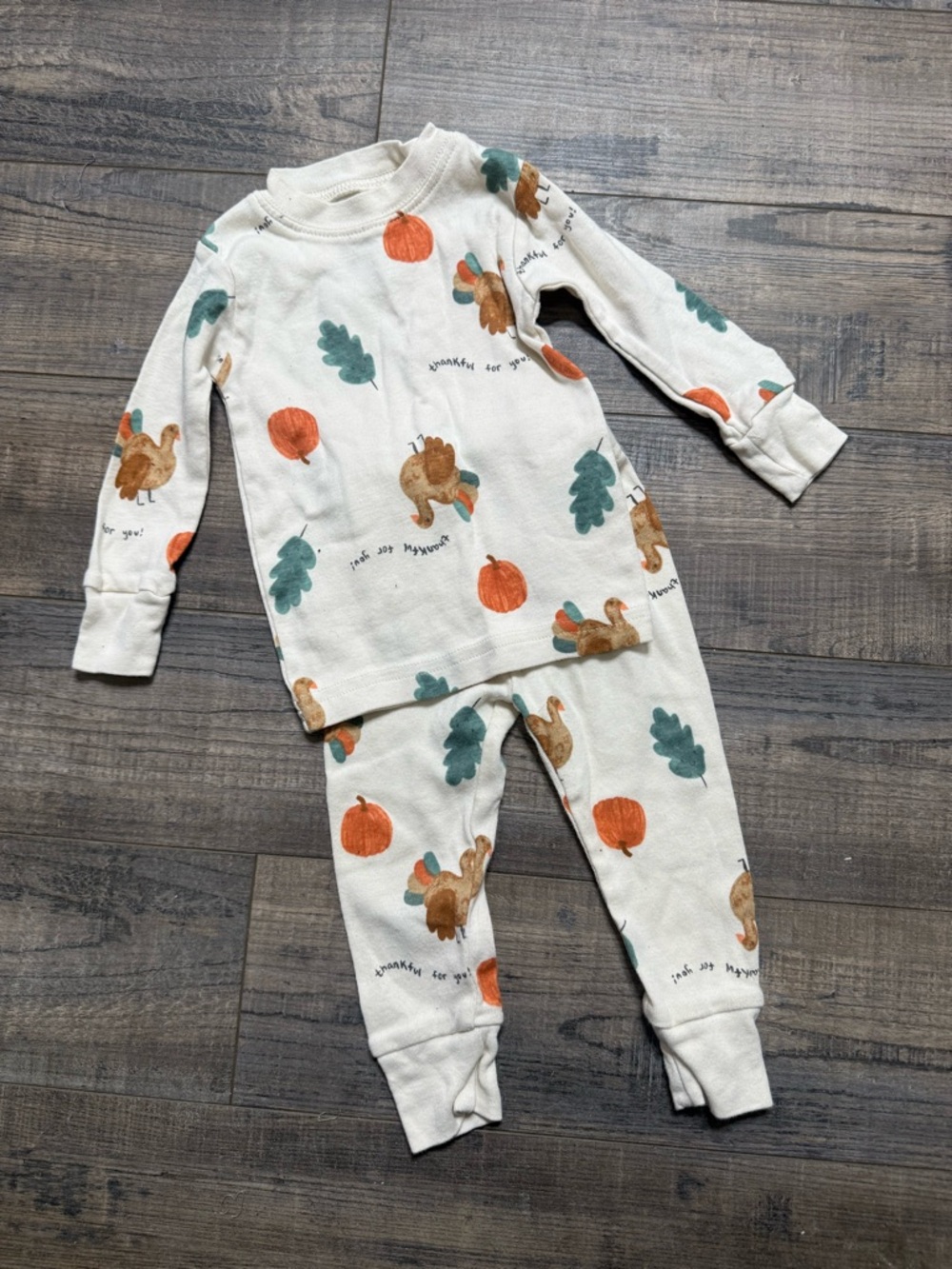 Carter's Cream Baby Footed Pajamas with Duck and Leaf Print Thankful 9 Months